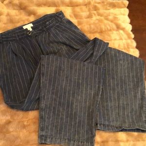 Silence + Noise wide leg trousers sz 10 pinstripe